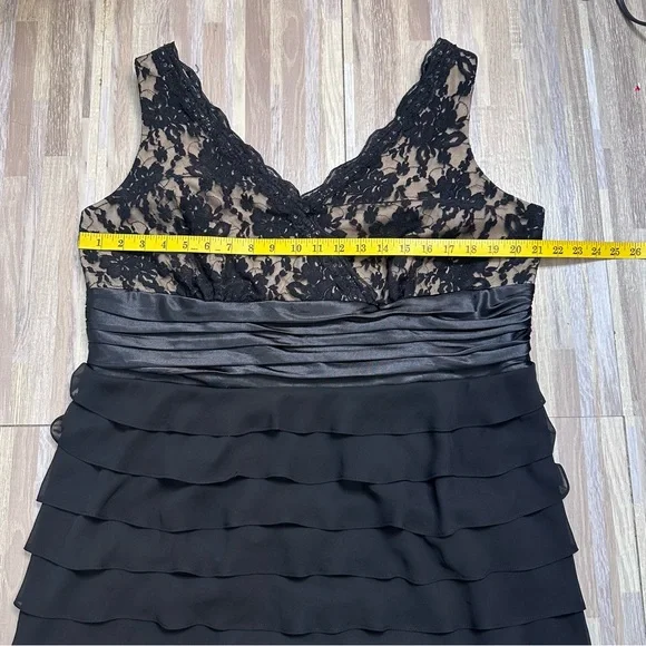 Elegant Black Lace & Chiffone Ruffle Women's Cocktail Dress Plus Size 18W - Picture 3 of 15